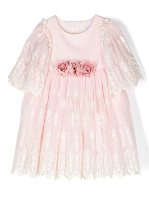 Patachou lace short-sleeve dress - Pink