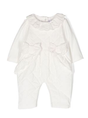 Patachou lace-trim cotton romper - White