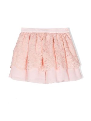 Patachou lace-trim mini skirt - Pink