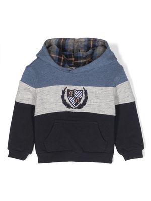 Patachou logo-patch striped hoodie - Blue