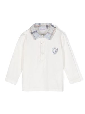 Patachou long-sleeve cotton polo shirt - White