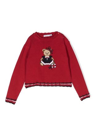 Patachou patterned intarsia-knit jumper - Red
