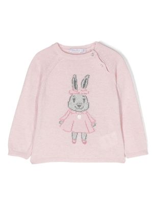 Patachou rabbit-intarsia crew-neck jumper - Pink