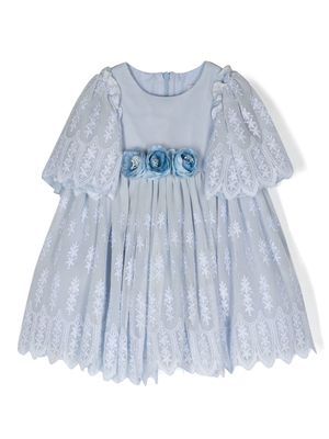 Patachou rose-detailing lace dress - Blue