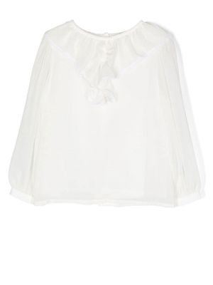 Patachou ruffled-collar chiffon blouse - White