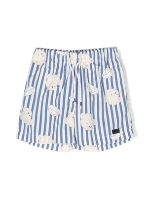 Patachou sailor bear-print swim shorts - Blue