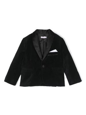 Patachou satin-trim velvet single-breasted blazer - Black