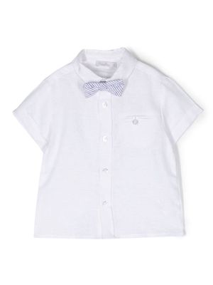 Patachou short-sleeved linen shirt - White