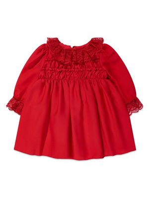 Patachou smocked-panel chiffon dress - Red