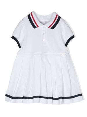 Patachou stripe-detail polo-collar dress - White
