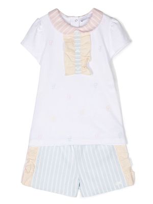 Patachou stripe-print cotton short set - White