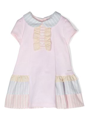 Patachou stripe-print panelled dress - Pink