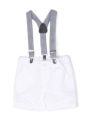 Patachou striped-suspender cotton shorts - White