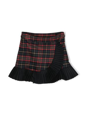 Patachou tartan-check ruffle-detail miniskirt - Red