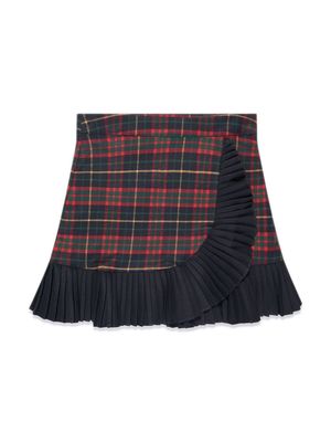 Patachou tartan-pattern ruffled skirt - Red
