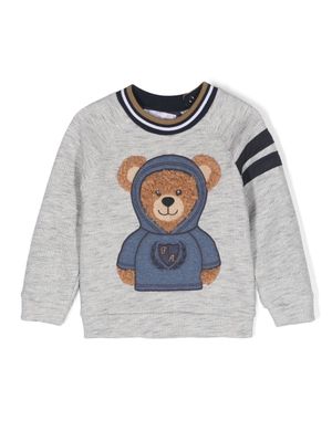 Patachou teddy bear-print cotton sweatshirt - Grey