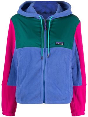 Patagonia colour-block fleece hooded jacket - Blue