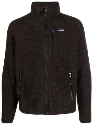 Patagonia logo-patch fleece jacket - Black
