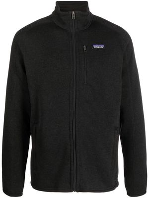 Patagonia logo-patch zip-up fleece jacket - Black