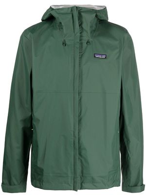 Patagonia logo-patch zip-up sports jacket - Green