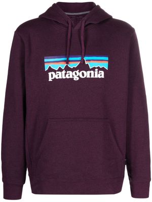 Patagonia P-6 logo-flocked long-sleeve hoodie - Purple