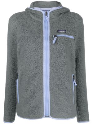 Patagonia Retro contrast-trim fleece zip-up hoodie - Green