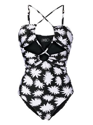 PatBO Dahlia floral-print swimsuit - Black