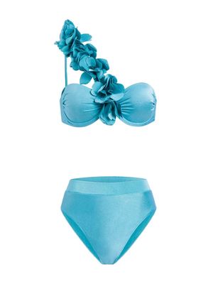 PatBO floral-appliqué bikini set - Blue