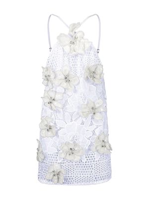 PatBO floral-appliqué lace minidress - White