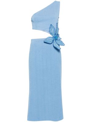 PatBO floral-appliqué midi dress - Blue