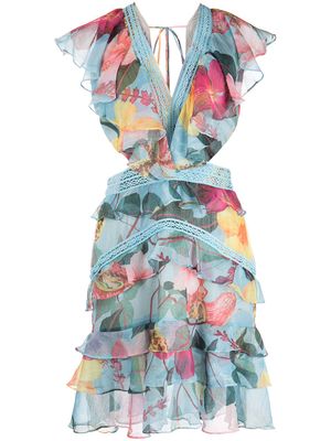PatBO Hibiscus Cut-out Mini Dress - Multicolour