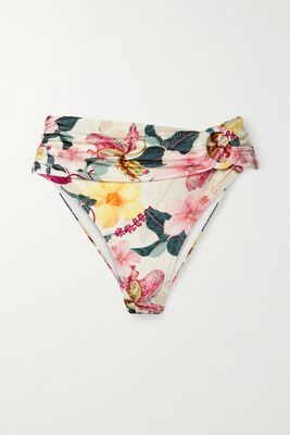 PatBO - Hibiscus Floral-print Bikini Briefs - White