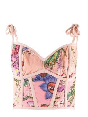 PatBO Iris bead-embellished beach top - Pink