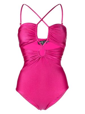 PatBO lace-up cut-out swimsuit - Pink