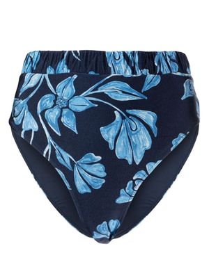 PatBO Nightflower floral-print bikini riefs - Blue