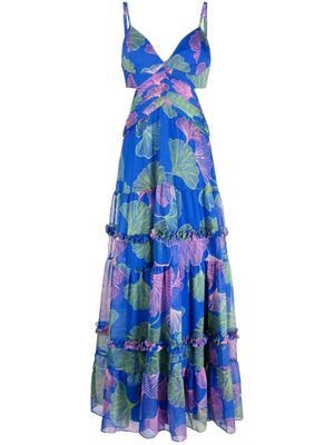 PatBO Ocean Leaf sleeveless maxi dress - Blue