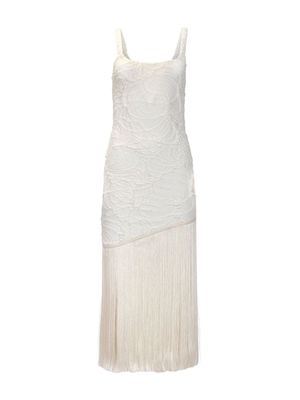 PatBO patterned-jacquard fringed maxi dress - White