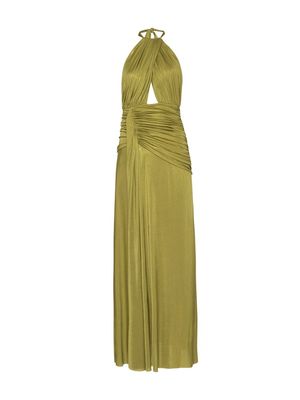 PatBO ruched halterneck maxi dress - Green