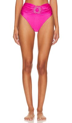 PatBO X Alessandra Ambrioso Beaded V-shape Bikini Bottom in Fuchsia