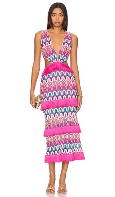 PatBO X Alessandra Ambrioso Crochet Cut Out Maxi Dress in Pink