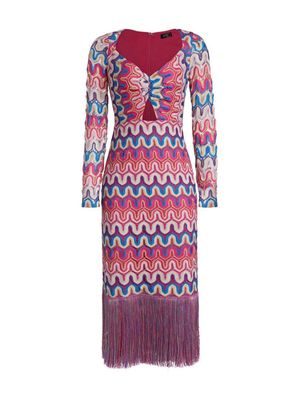 PatBO x Alessandra Ambrosio zigzag crochet midi dress - Pink