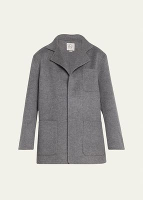 Patch Pocket Double Wool Open Front Jacket