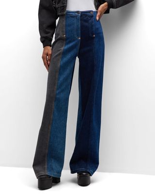 Patchwork Bootcut Jeans