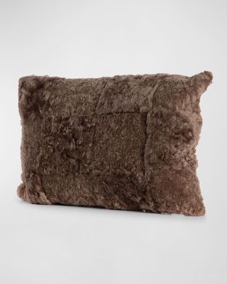 Patchwork Shearling Lumbar Throw Pillow, 12" x 48"