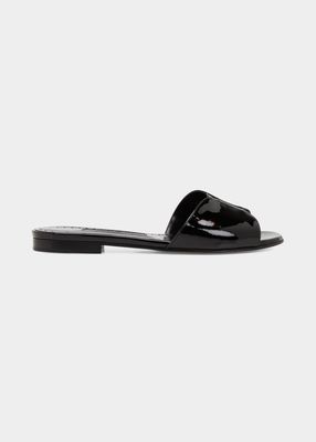Patent Calfskin Flat Sandals