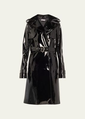 Patent Leather Belted Trench Coat