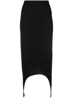 Patou asymmetric high-waisted midi skirt - Black