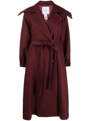 Patou belted double-breasted coat - Red