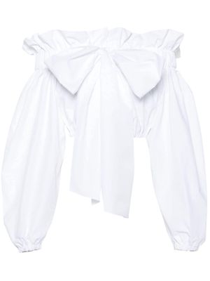 Patou bow-detail cotton crop top - White
