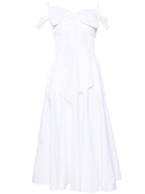 Patou bow-detail flared midi dress - White